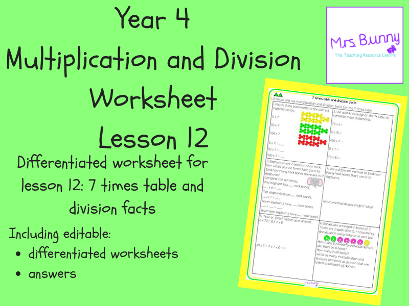 12 Multiplication And Division 7 Times Table And Division Facts 