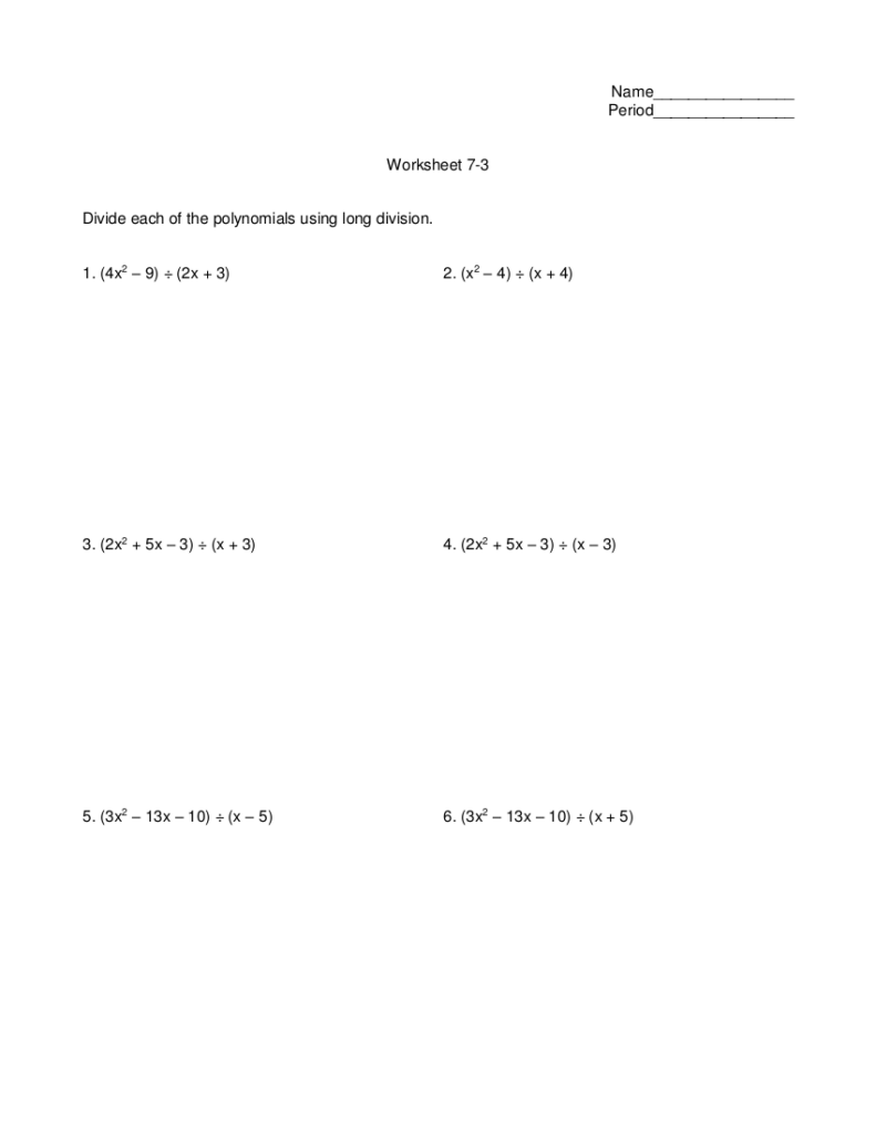 7 Division Worksheet Examples In PDF Examples