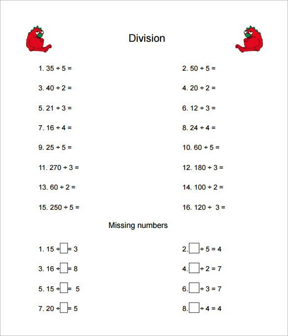 9 Multiplication And Division Worksheet Templates Samples PDF 