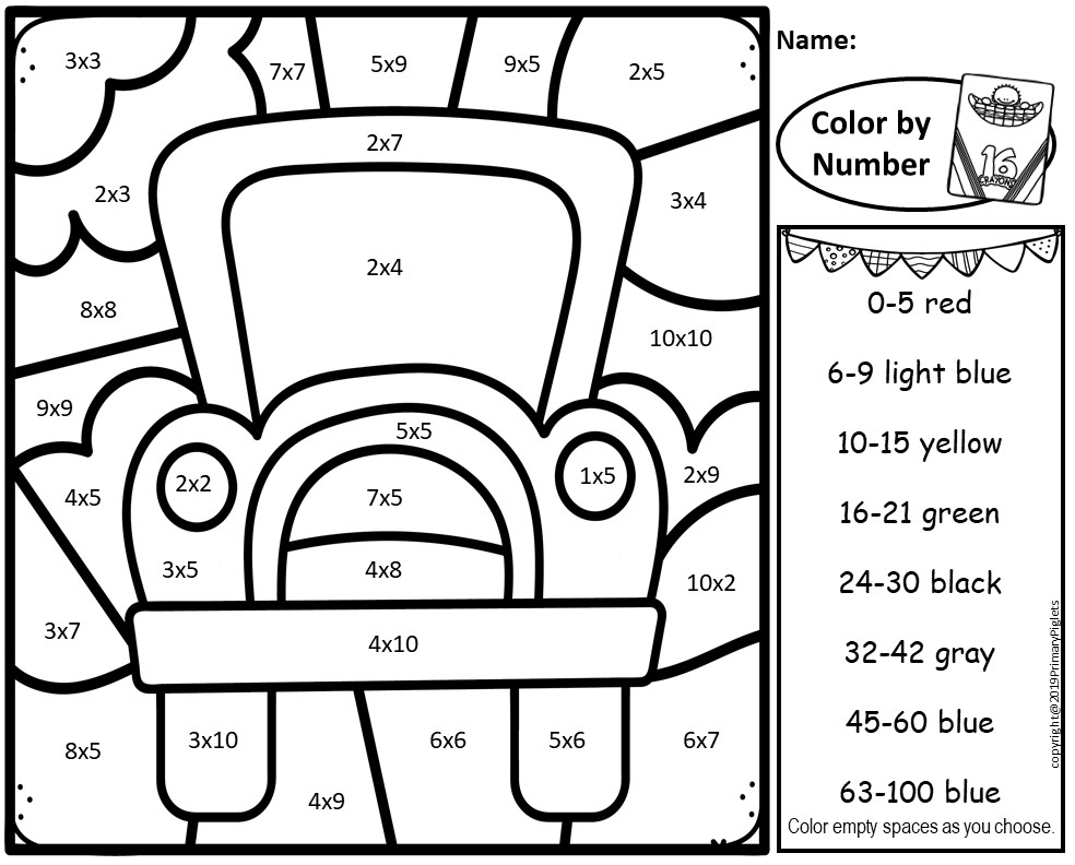 BACK TO SCHOOL COLOR BY NUMBER MULTIPLICATION AND DIVISION FACTS 