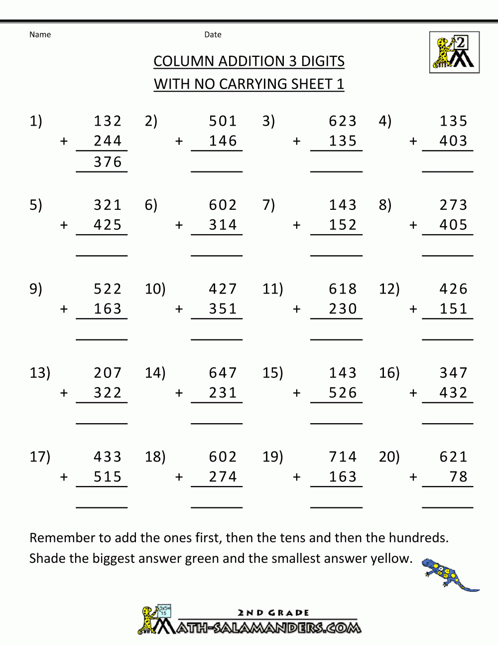 Column Method Addition Worksheets Worksheet Hero