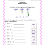 Decimals Long Division 5Th Grade Division Worksheets Grade 5 Gannons Gab