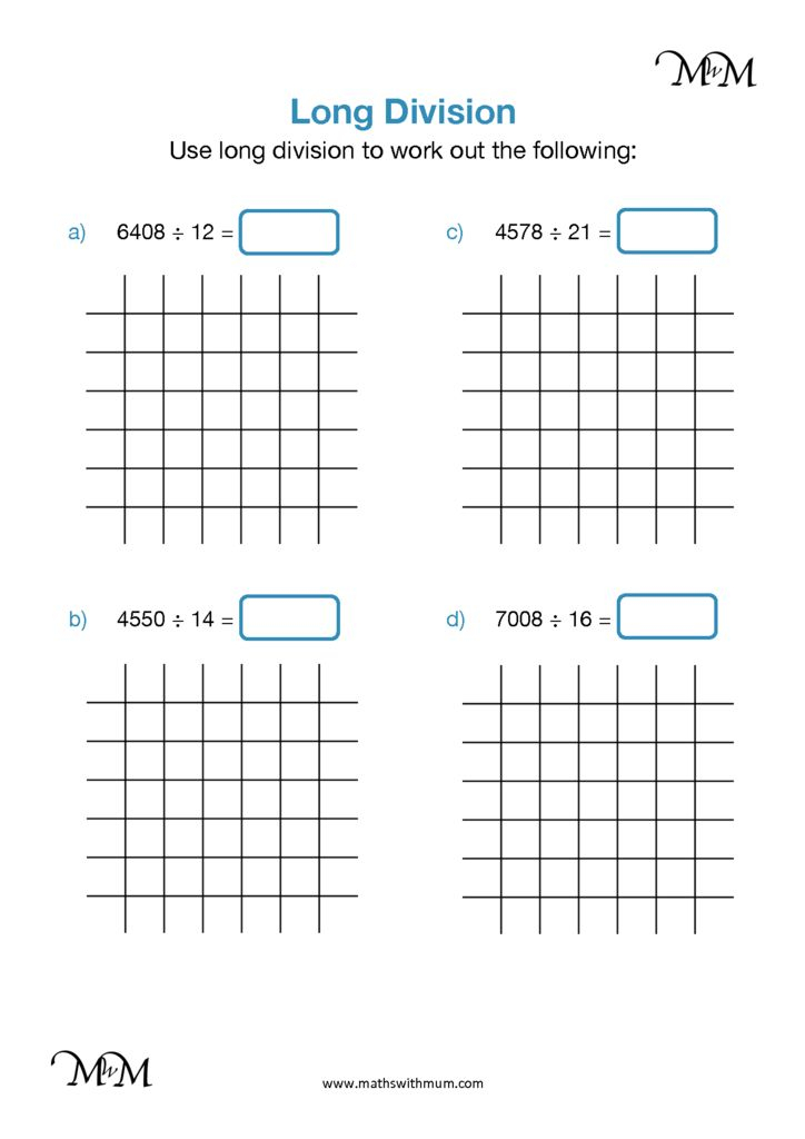 Divide Large Numbers Free Printable Worksheet 4th Grade Worksheets 