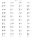 Dividing By 4 With Quotients From 1 To 9 A