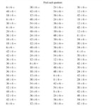 Dividing By 6 With Quotients From 1 To 9 A