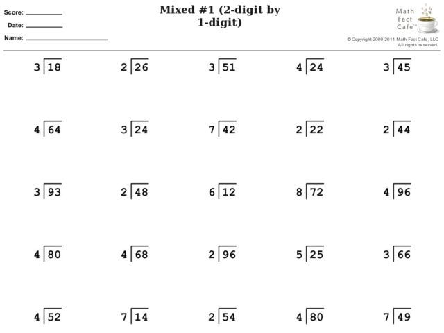 Division 2 Digit By 1 Digit Division Worksheets Number Names