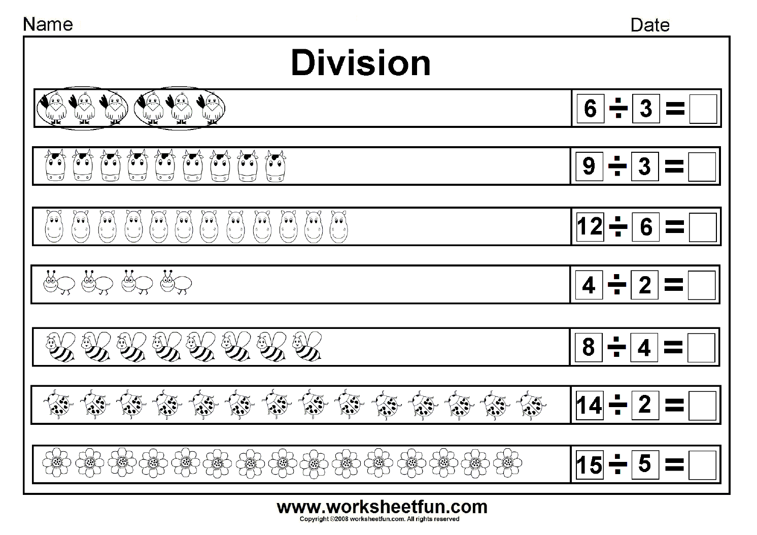 Division Sharing Equally Picture Division 14 Worksheets