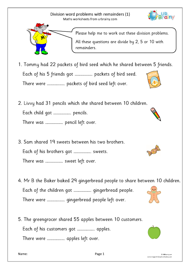 Division Word Problems With Remainders 1 Division Maths Worksheets