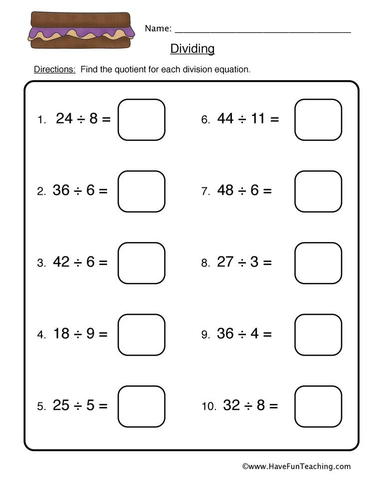 Division Worksheet 2