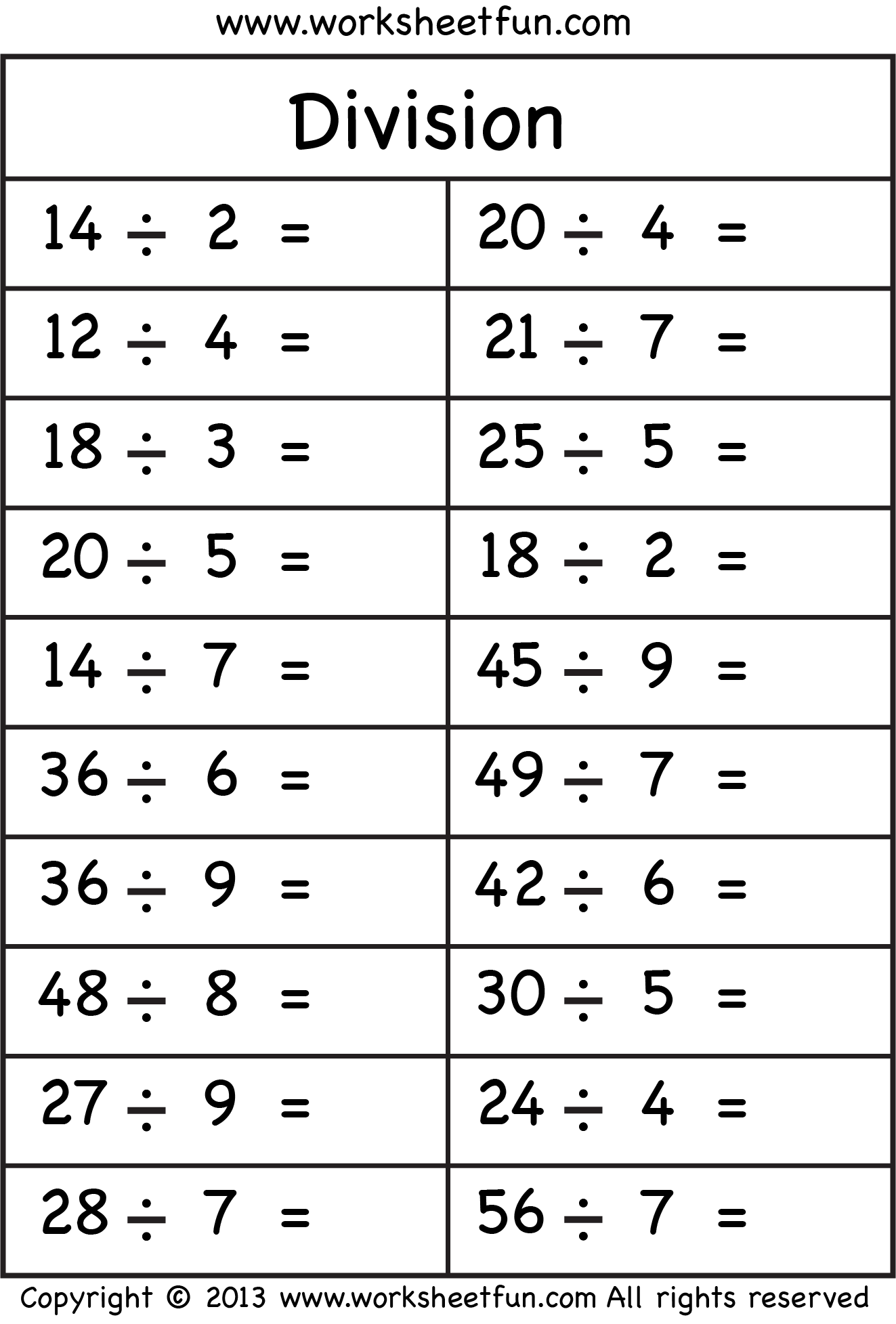 Division Worksheets 2 Worksheets FREE Printable Worksheets