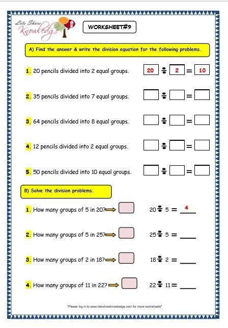 Division Worksheets Grade 3 Equal Groups Advance Worksheet Division 