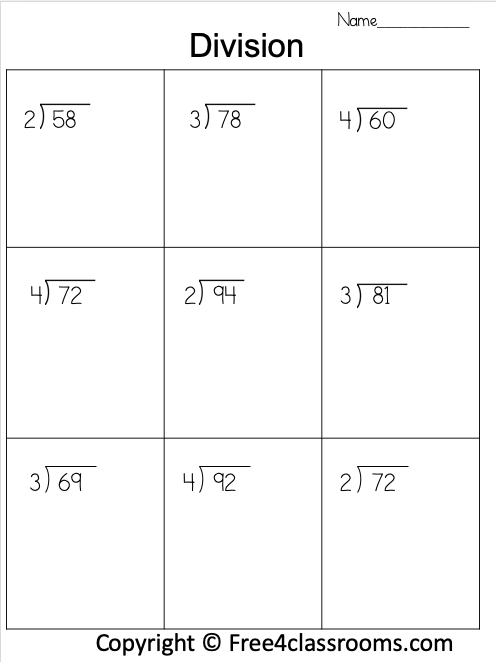 Free Division Worksheet 2 Digit By 1 Digit No Remainder