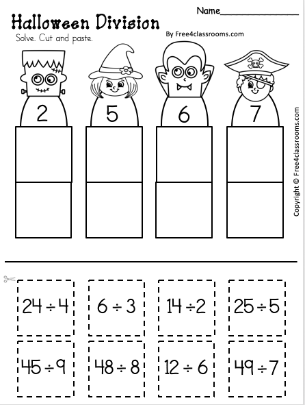 Free Halloween Division Worksheet Free4Classrooms