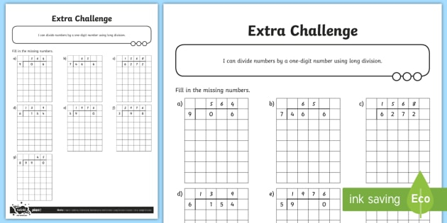 Long Division No Remainders Long Division Practice Sheets