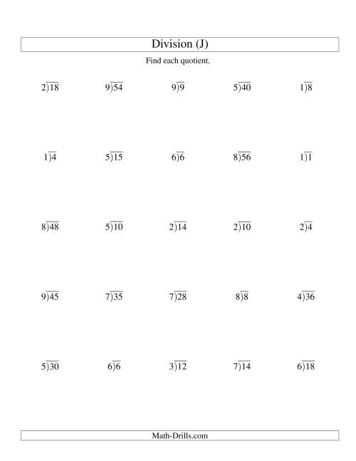 Long Division One Digit Divisor And A One Digit Quotient With No 