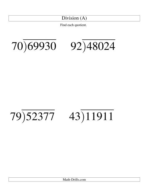 Long Division Two Digit Divisor And A Three Digit Quotient With No 