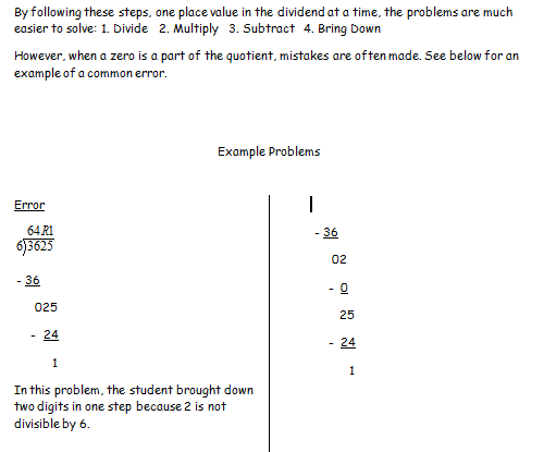 Long Division With Zeros In Quotient Worksheet With Answer Key pdf