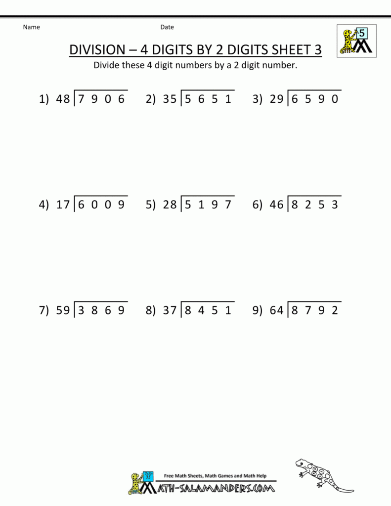 Long Division Worksheets For 5th Grade