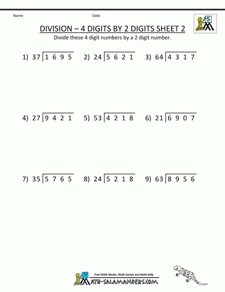 Long Division Worksheets For 5th Grade