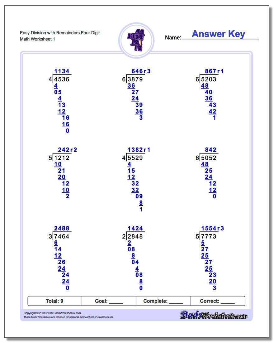 Long Division Worksheets With Answer Keys That Show Steps On Best