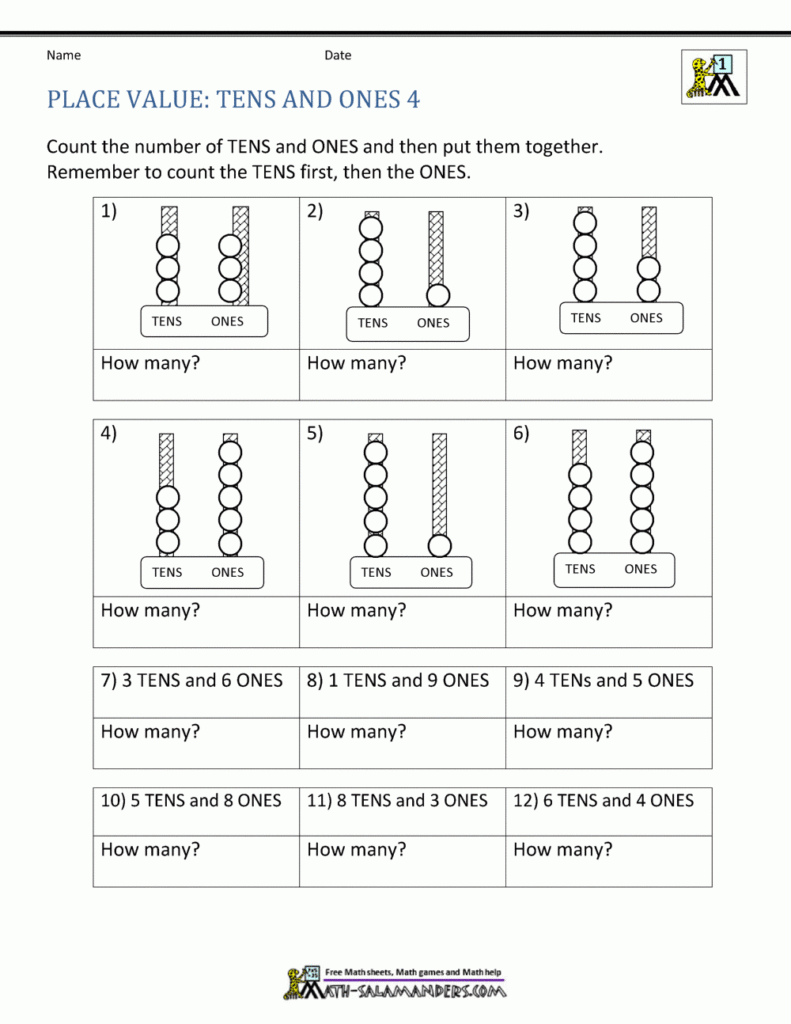 Math Place Value Worksheets 2 Digit Numbers