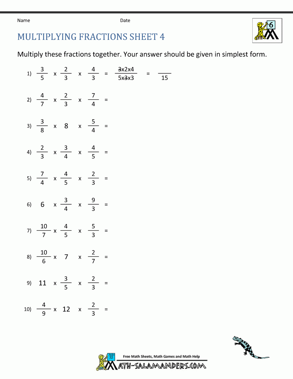 Multiplying Fractions