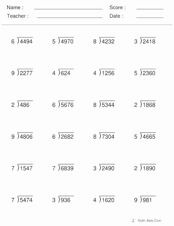 Partial Quotients Division Worksheet