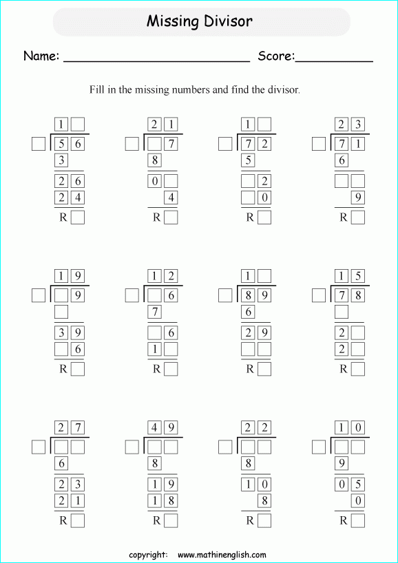 Printable Primary Math Worksheet For Math Grades 1 To 6 Based On The