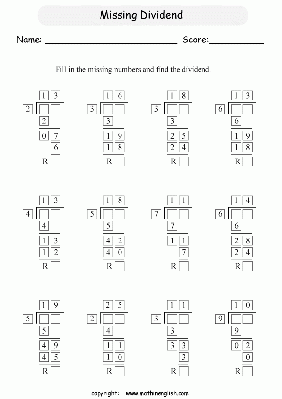 Printable Primary Math Worksheet For Math Grades 1 To 6 Based On The 