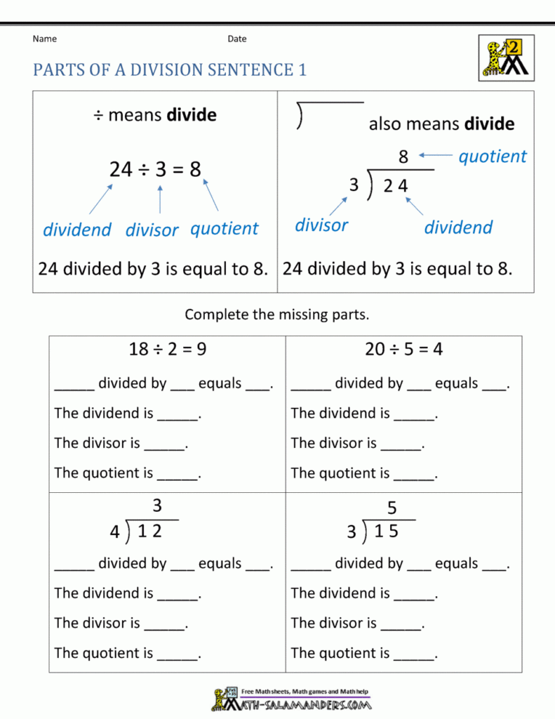 Second Grade Division Worksheets