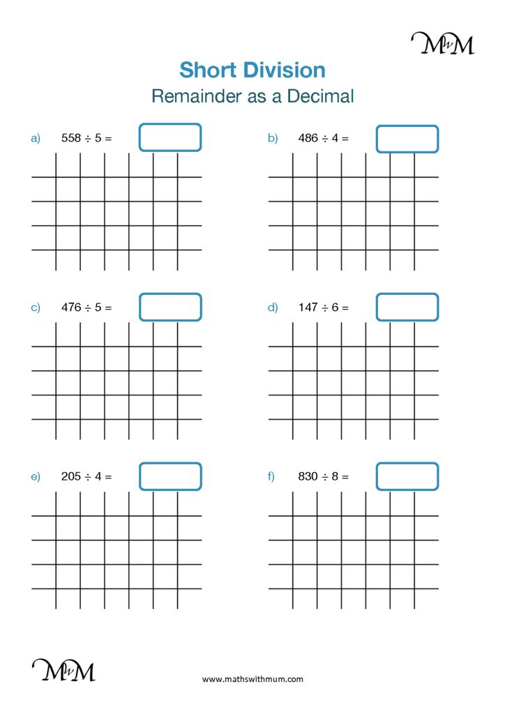 Short Division With A Remainder As A Decimal Maths With Mum