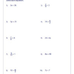 Solve One Step Equation Multiplication And Division One Step