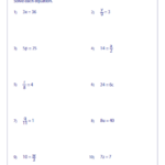 Solve One Step Equation Multiplication And Division One Step