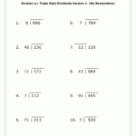 Triple Digit Dividends Worksheet Version 1 No Remainders Worksheet