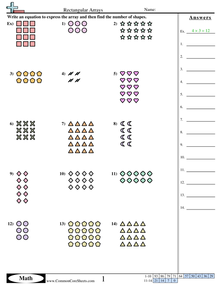 Worksheets For Division Arrays Worksheets Samples