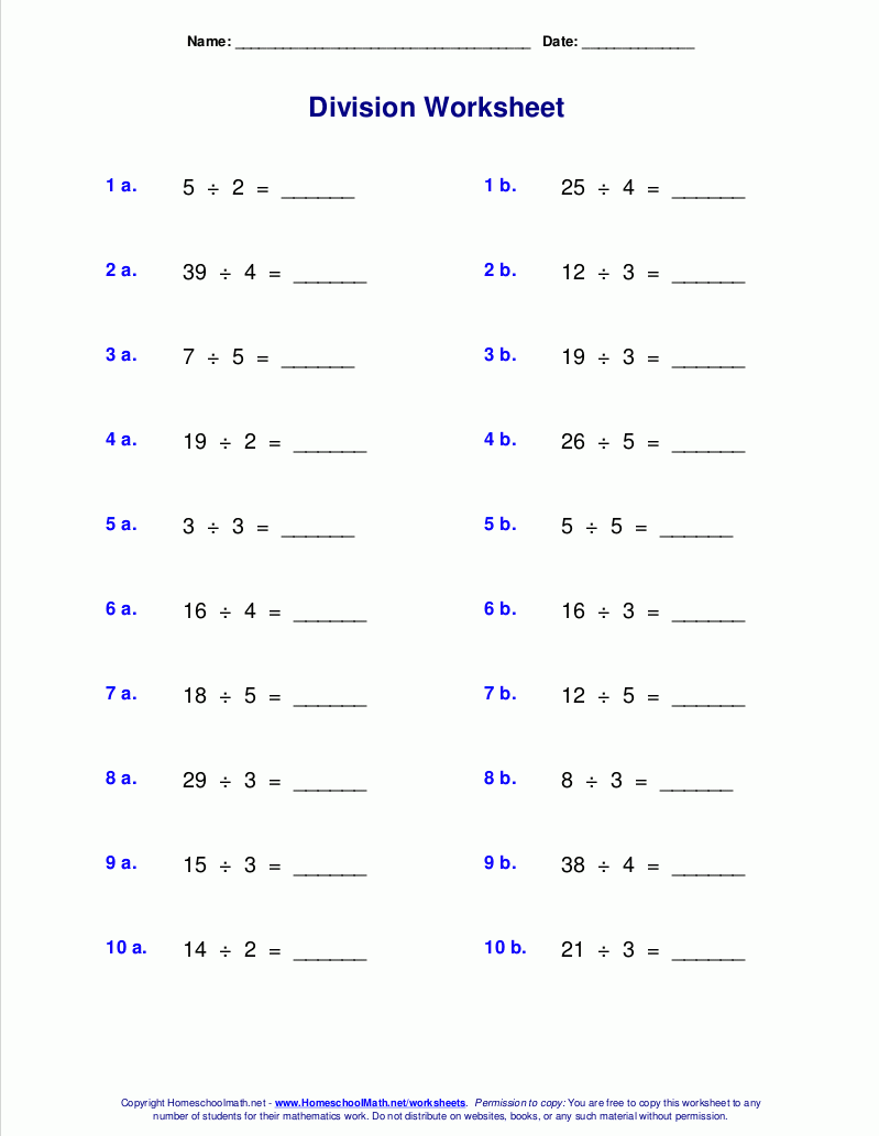 Worksheets For Division With Remainders