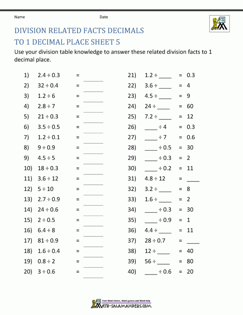 Writing Decimals Worksheets Grade 5 A Worksheet Blog