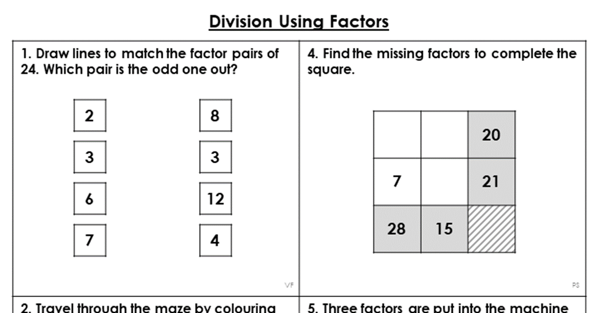 Year 6 Division Using Factors Lesson Classroom Secrets Classroom