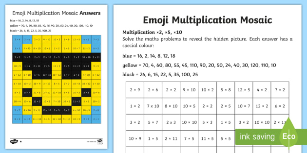 2 5 And 10 Multiplication Mosaic Worksheet Worksheet