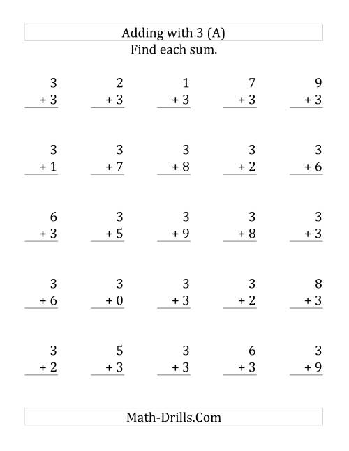 25 Adding Threes Questions A 