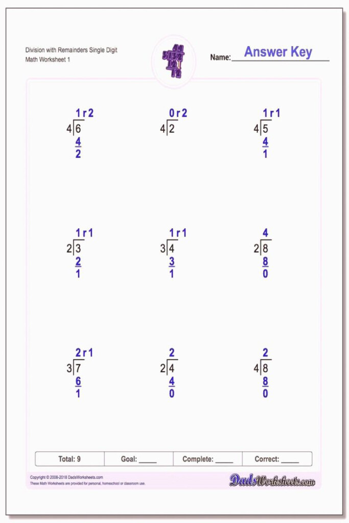 3 Basic Division With Remainders Worksheets Worksheet Ideas Long 