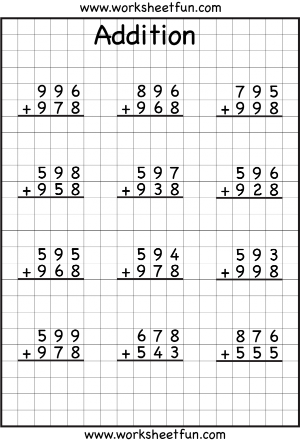 3 Digit Addition With Regrouping Carrying 6 Worksheets FREE 