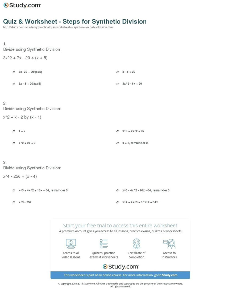 30 Synthetic Division Worksheet With Answers Education Template