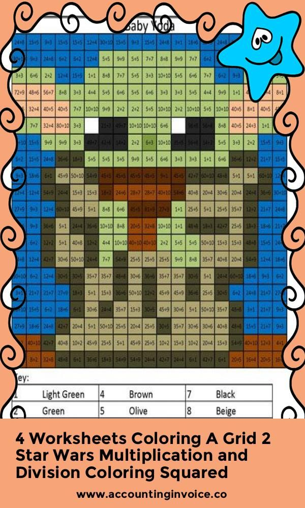 4 Worksheets Coloring A Grid 2 Star Wars Multiplication And Division