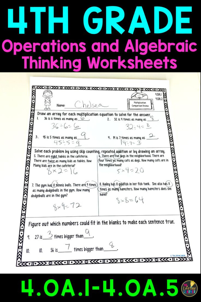 4th Grade Operations And Algebraic Thinking 4th Grade Math Worksheets 