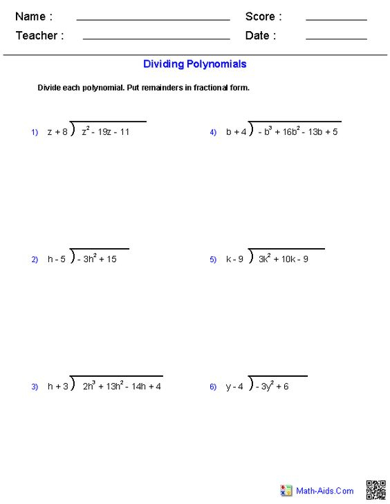 5 6 The Remainder And Factor Theorems Worksheet Answers Pdf Worksheet