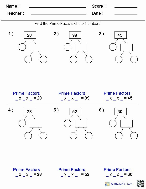 50 Prime Factorization Worksheet Pdf In 2020 Prime Factorization 