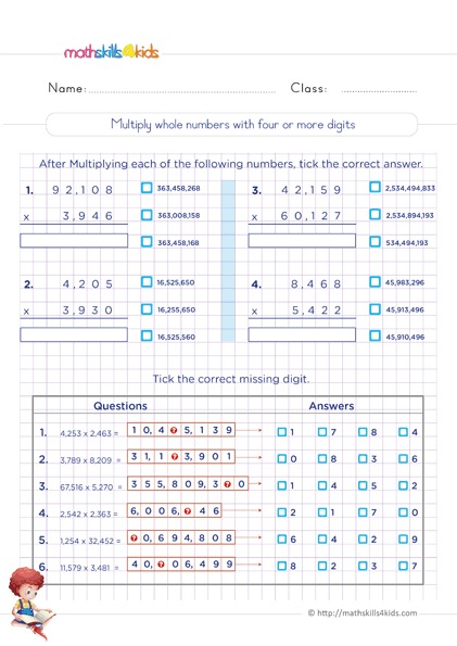 6th Grade Math Multiplication Worksheets PDF