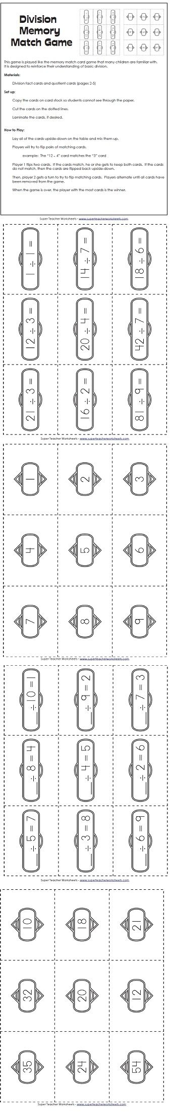 A Division Game Super Teacher Worksheets Teaching Division Division 