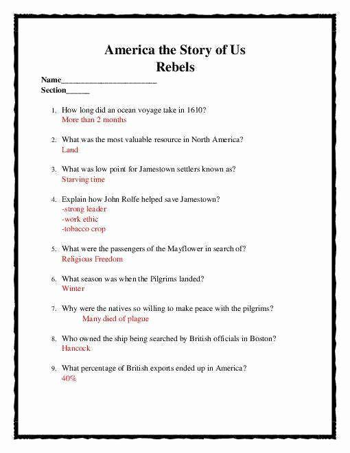 America Story Of Us Worksheet New America The Story Us Division